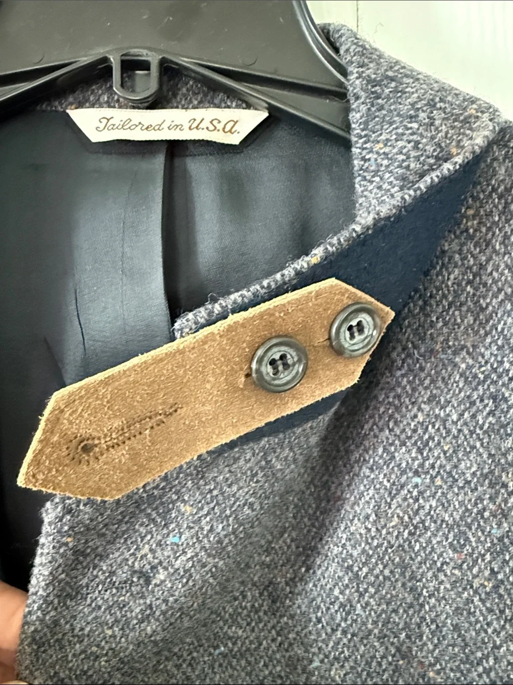 Vintage Stafford Wool Donegal Tweed Blazer Men's Gray Elbow Patches Sz 40S